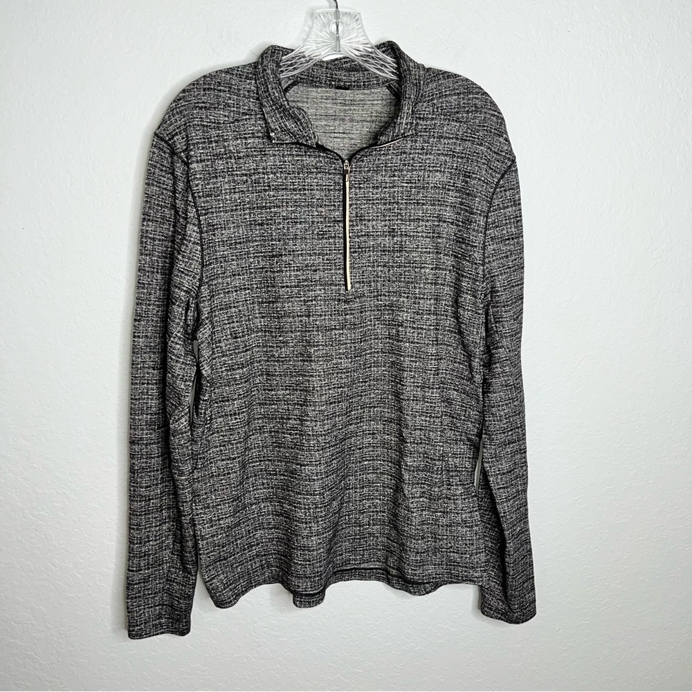 Lululemon Men Large Running Metal Vent Tech Long Sleeve Black White Shirt B11